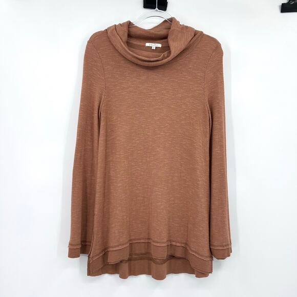 Z Supply Everyday Brushed Long Sleeve Top Rust Brown Cowl Neck Tunic Womens Sz S - Picture 3 of 11